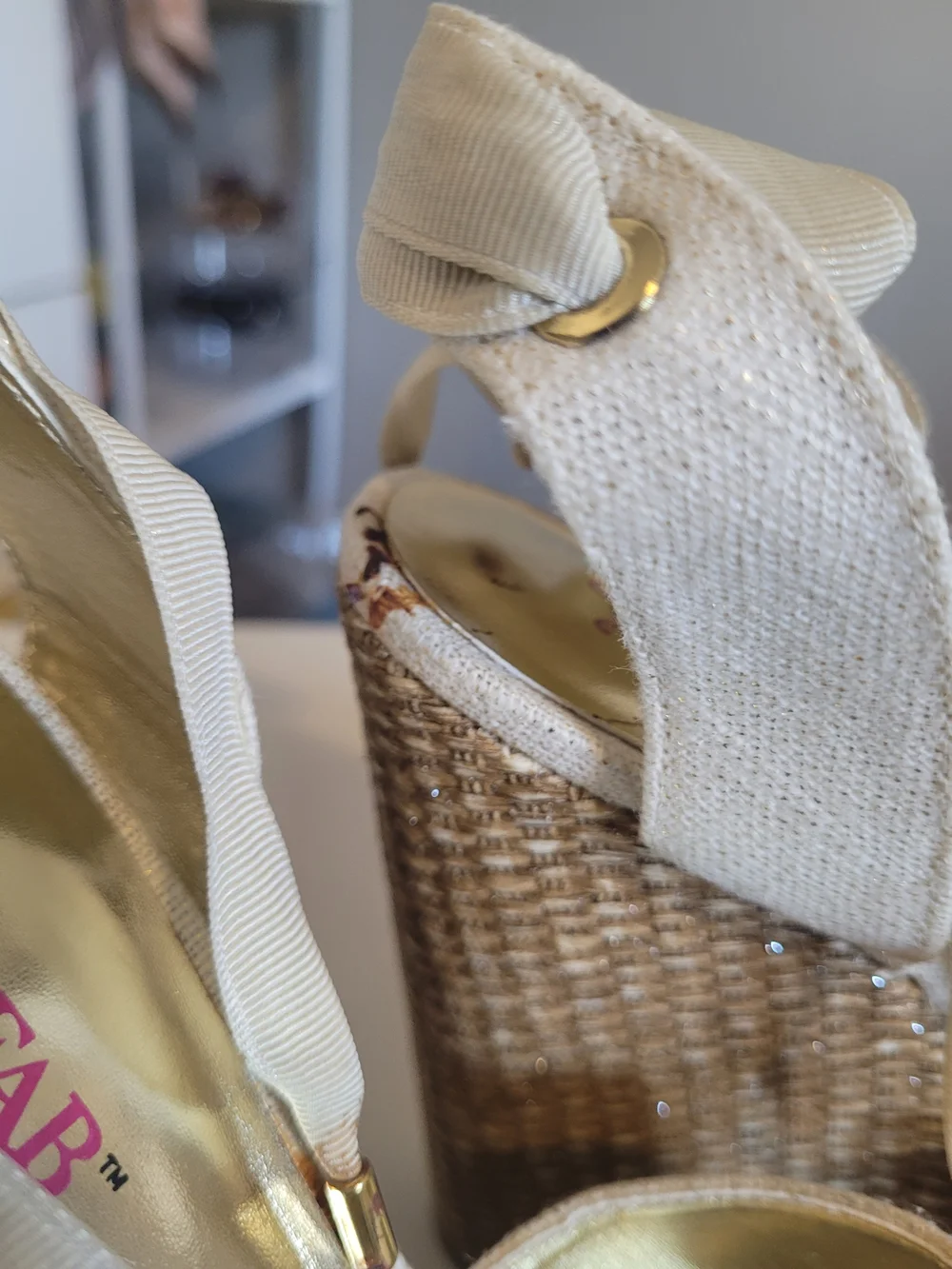JustFab Cream Espadrille Wedge Sandals